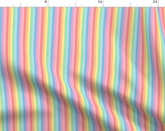 Rainbow Fabric - Pastel Rainbow Stripes 2 Vertical By Misstiina - Rainbow Stripes Baby Nursery Cotton Fabric By The Yard With Spoonflower