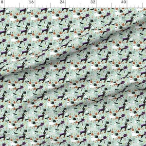 Min Pin Ghost Fabric - Miniature Pinscher Dog Halloween By Petfriendly - Spooky Halloween Cotton Fabric by the Yard with Spoonflower image 2