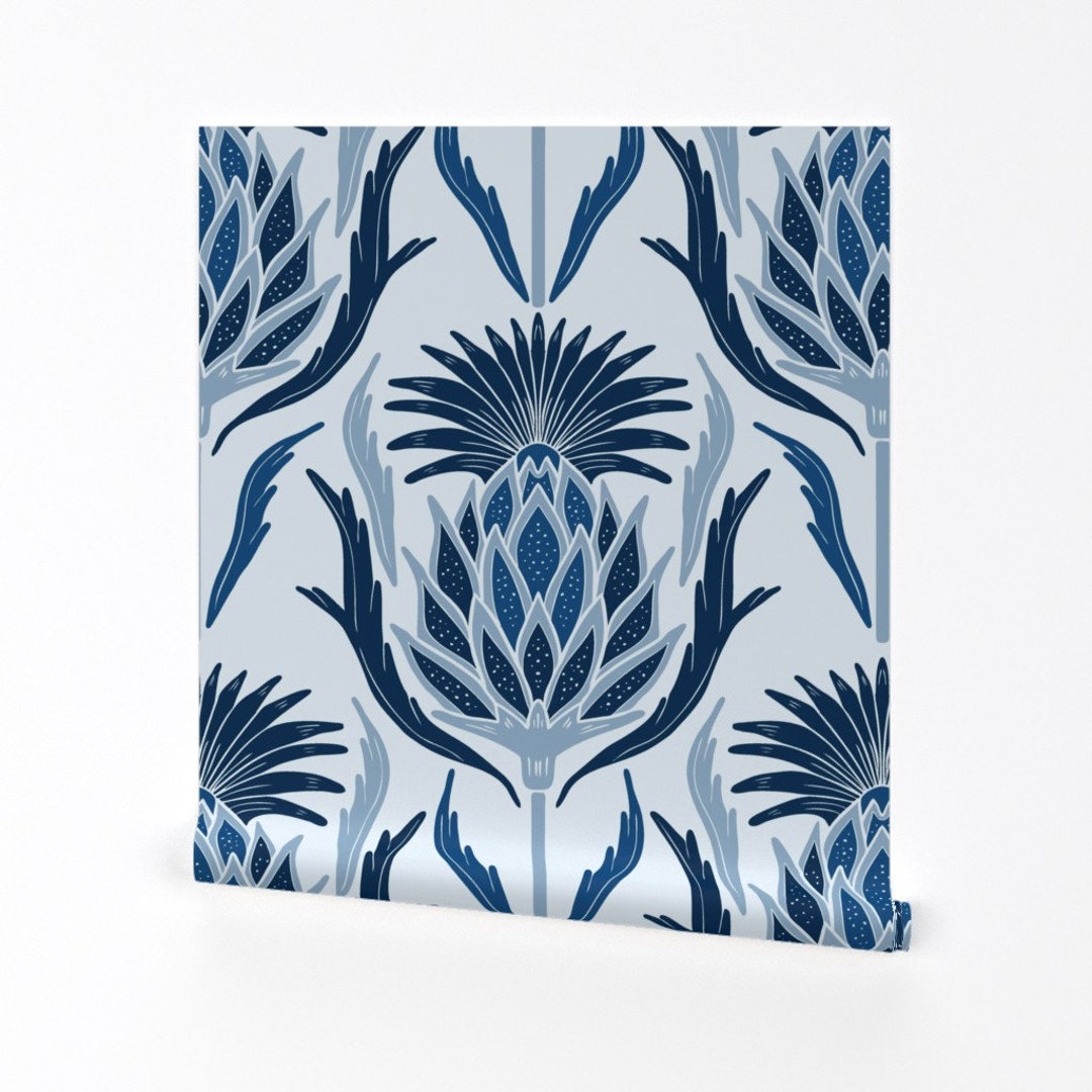 Thistle Wallpaper Thistle Classic Blue by Katie Hayes Etsy
