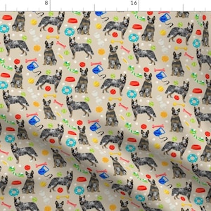 Australian Cattle Dog Toys Fabric - Dog Toys Fabric, Dog Fabric, Dog Breeds Fabric, Cattle Dog Fabric - Blue Heeler - Tan By Petfriendly
