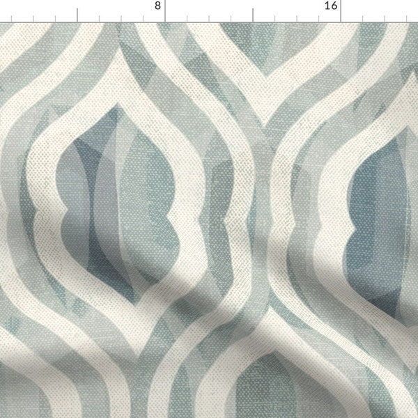 Moroccan Geo Fabric - Modern Farm by chicca_besso -  Neutral Large Scale Farmhouse Blue Gray Monochrome  Fabric by the Yard by Spoonflower