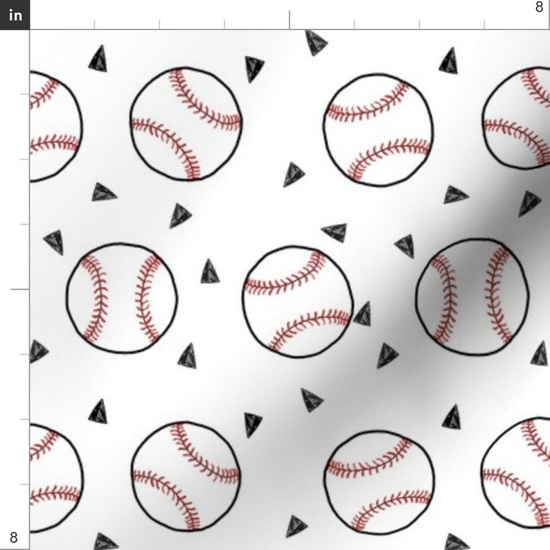 White Baseball Fabric sports Baseball American Themed Fabric Etsy