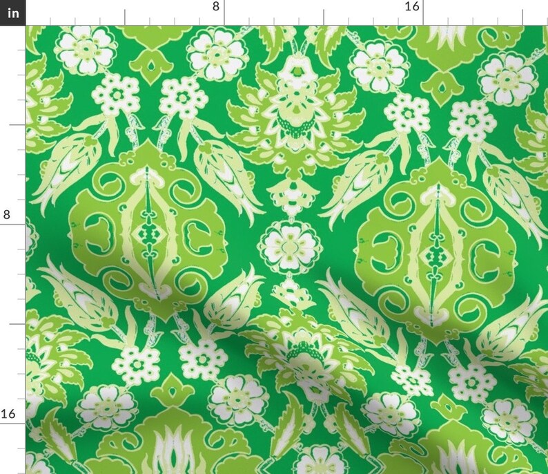 Tulip Fabric Tulip Pomegranate Green by Miss Blümchen Etsy