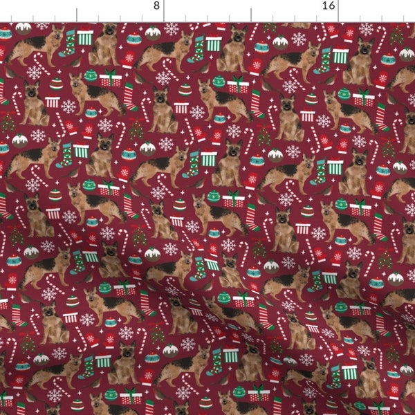 Holiday Shepherd Fabric - German Shepherds Dogs Christmas Red By Petfriendly - Winter Dog Cotton Fabric by the Yard with Spoonflower