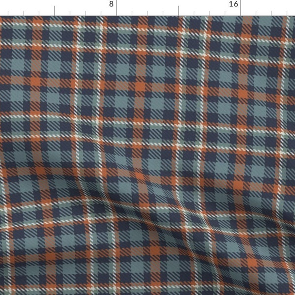 Bayeuxpalette Fabric - Navy Terra Cotta Blue Gray And Green Gray Bayeux Plaid By Eclectic House Tartan Kilt Material - With Spoonflower