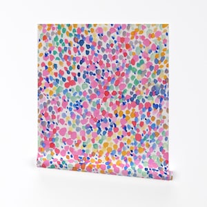 Polka Dot Wallpaper - Lighthearted Pastel By Mjmstudio - Kids Colorful Abstract Fun Removable Self Adhesive Wallpaper Roll by Spoonflower