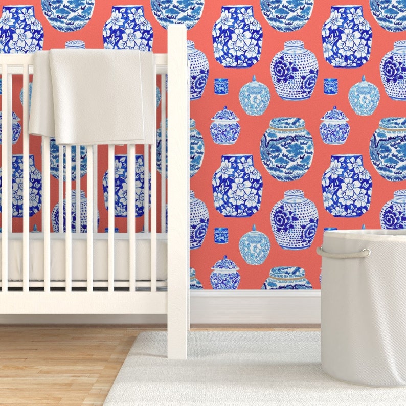Ginger Jar Wallpaper Chinoiserie by Yesterdaycollection - Etsy