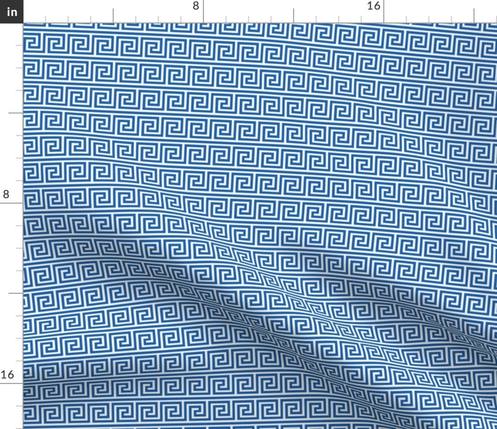 Greece Blue and White Geometric Fabric Greek Swirls by Etsy