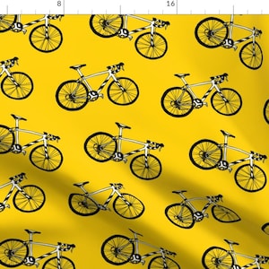 Yellow Bicycle Pattern Fabric - Tour De France Bicycles Yellow By Revista - Bicycle City Cotton Fabric By The Yard With Spoonflower