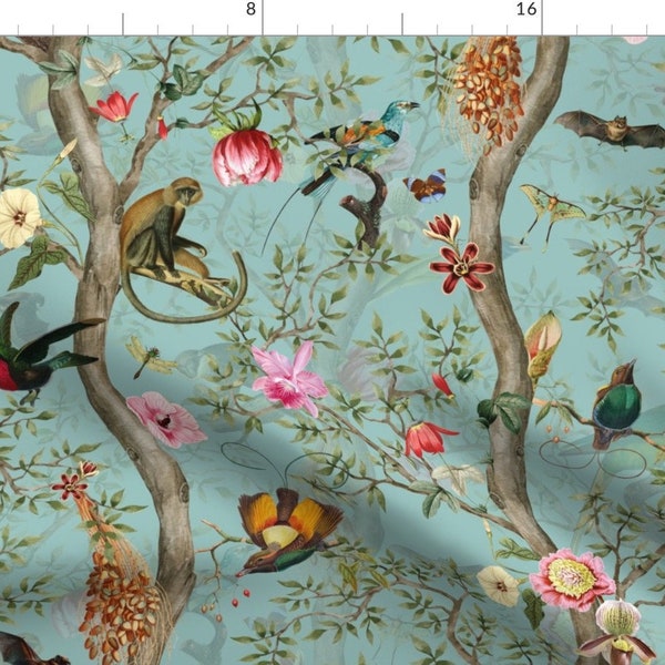 Romantic Chinoiserie Fabric - Vintage Tropical by utart - Nostalgic Antique Botanical Garden Rococo  Fabric by the Yard by Spoonflower