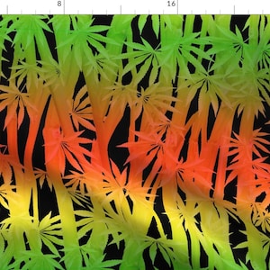 Rasta Fabric - Rasta Stalks And Fan Leaves By Camomoto - Rastafari Plants Red Yellow Green Black Cotton Fabric By The Yard With Spoonflower