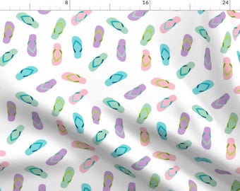 Flip Flops Fabric - Summer Flip Flops - Summer, Shoes, Sandals, Pastel By Charlottewinter - Summer Fun Beach Print Fabric With Spoonflower