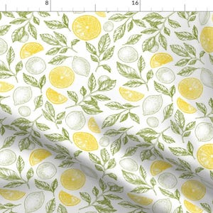 Lemon Fabric -Bright Citrus By Adehoidar- Lemon Citrus Fruit Summer Kitchen Home Decor Upholstery Cotton Fabric By The Yard With Spoonflower
