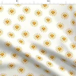 Happy Sun Fabric - Sunshine By Littlearrowdesign - Happy Sun Cream Yellow Summertime Baby Sunny Cotton Fabric By The Yard With Spoonflower