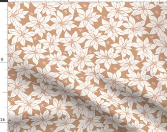 Poinsettia Fabric - Poinsettia By Nelvis Valenzuela - Brown Beige Holiday Christmas Wildflower Cotton Fabric By The Yard With Spoonflower