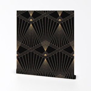 1920 Geo Ablösbare Tapete - Diamanten Luxuriöse Glamouröse Großformatige Linien Jumbo - Wandkunst Wanddekor - Art Deco by kimsa