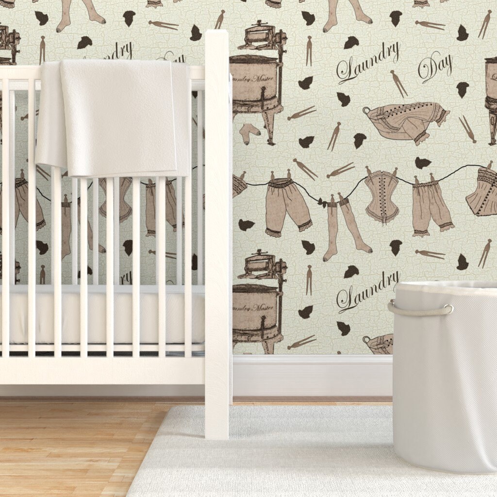 Laundry Room Wallpaper Vintage Laundry Day By Jabiroo | Etsy España