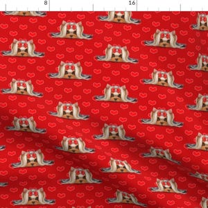 Yorkshire Terrier Fabric - Yorkie Red Hearts Valentine Puppy Bow Love Dog Cute By Catialee - Cotton Fabric By The Yard With Spoonflower