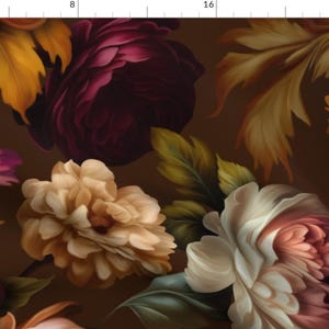 Baroque Floral Fabric - Bronz Botanicals by hansonhomesolutions - Moody Botanical Chocolate Brown Romantic Fabric by the Yard by Spoonflower