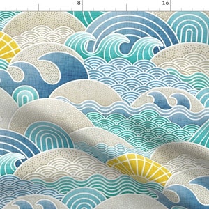 Ocean Fabric - Sun And Sea Large by patricia_lima -  Beach Waves Water Summer Nautical Surfing Blue Sun Fabric by the Yard by Spoonflower