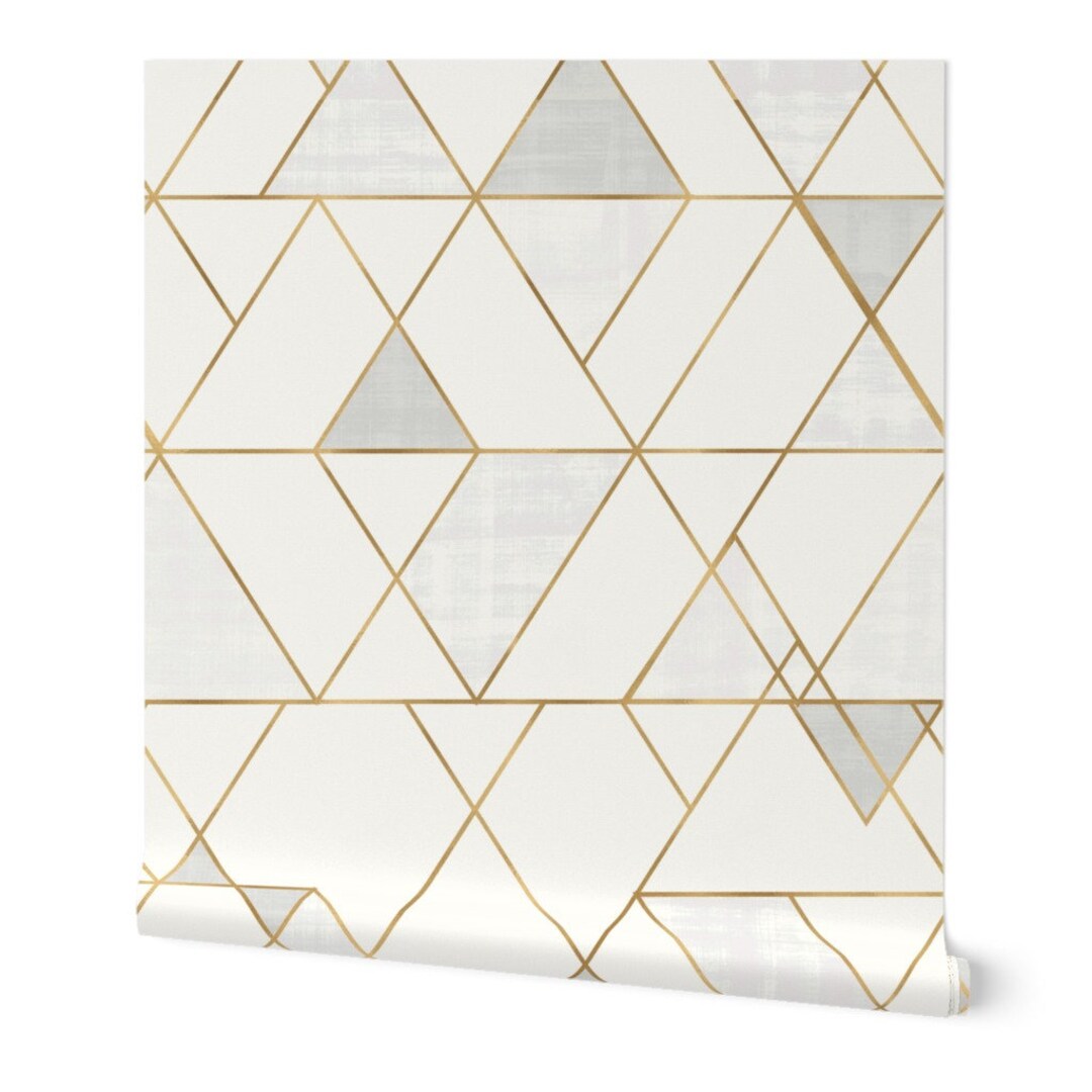 Geometric Wallpaper Mod Triangles Cream by Crystal Walen - Etsy