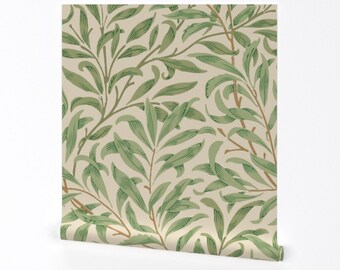 Jugendstil Tapete - Willow Bough Large von peacoquettedesigns - William Morris Willow Ablösbare Tapete von Spoonflower