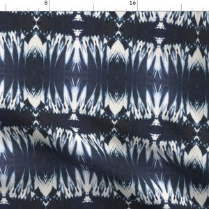 Navy Blue Acid Wash Design White Fabric - Denim Reverse Shibori 7645 By Michellemathis - Cotton Fabric By The Yard With Spoonflower