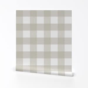 Buffalo Check Wallpaper - Putty 3&quot; Buffalo Plaid By Danika Herrick - Custom Printed Removable Self Adhesive Wallpaper Roll by Spoonflower