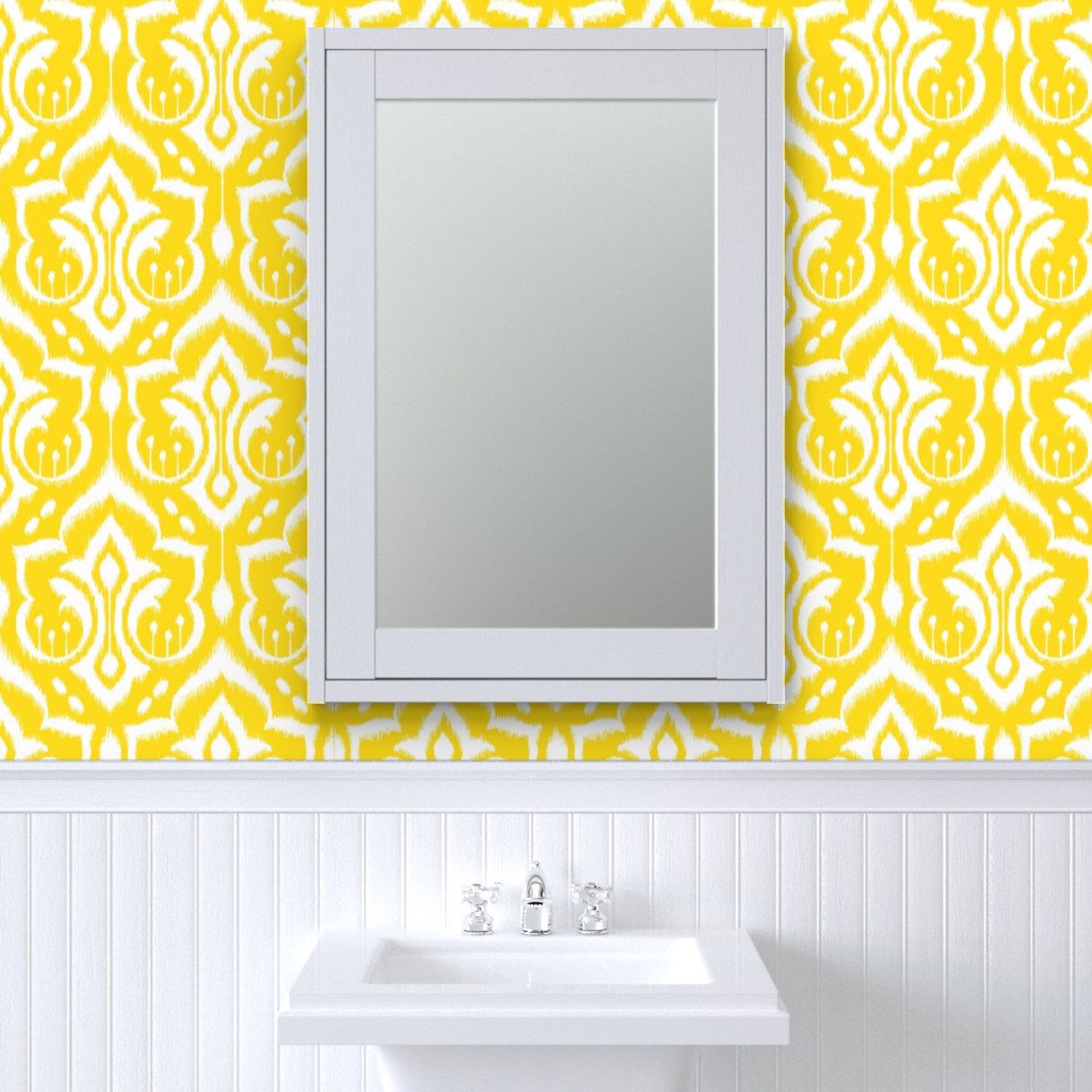 Yellow Damask Wallpaper Sunshine Damask Yellow by Etsy