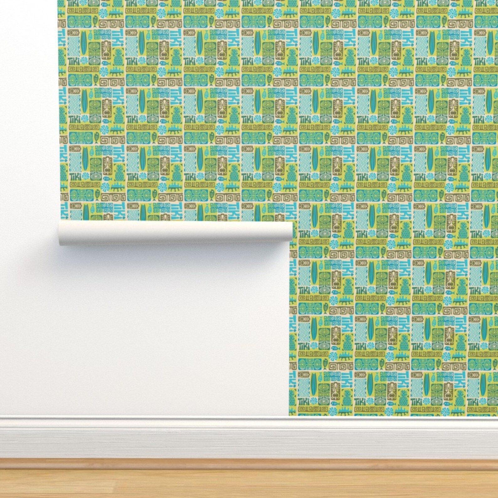 Tiki Wallpaper Retro Tiki by Pinkpineappledesign Tiki - Etsy