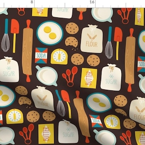 Baking Fabric - Cookie Party By Runningriverdesign - Bakery Foods Baked Goods Cooking Desserts Cotton Fabric By The Yard With Spoonflower