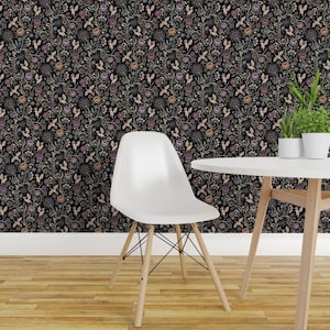 Fantasievol bloemenbehang met zelfklevende achterkant - Sprookjesachtige gotische Victoriaanse stijl - Verwijderbare muurdecoratie - Bestuivende draken van misentangledvision