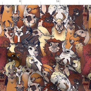 Llamas Fabric - Llamas Revised By Jadegordon - Llamas Alpaca Farm Animal Mountain Animal Hipster Cotton Fabric By The Yard With Spoonflower