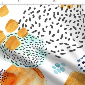 Abstract Fabric - Memphis Bright Watercolor Design By Peace Shop - Paint Orange Aqua Teal Gray Cotton Fabric By The Yard With Spoonflower