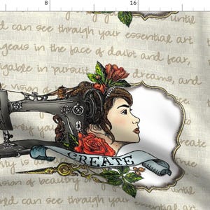 Tattoo Fabric - Sew Create Tattoo Inspired By Aspenartsstudio - Tattoo Sewing Machine Vintage Cotton Fabric By The Yard With Spoonflower