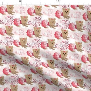 Yorkie Fabric - Yorkie - Wind Shadow By Sherry-Savannah - Yorkshire Terrier Dog Breed Skirt Pink Cotton Fabric By The Yard With Spoonflower