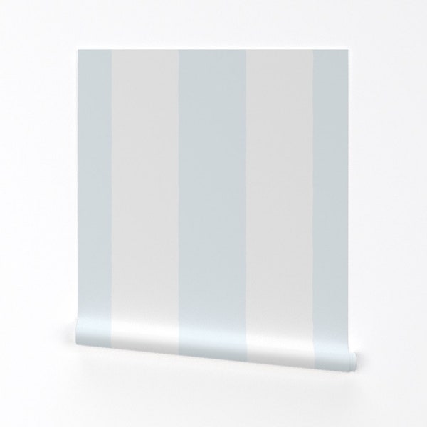 Stripe Wallpaper - Pale Blue And White by ellencarroll - Soft Colors Pastel Blue Classic Removable Peel and Stick Wallpaper by Spoonflower