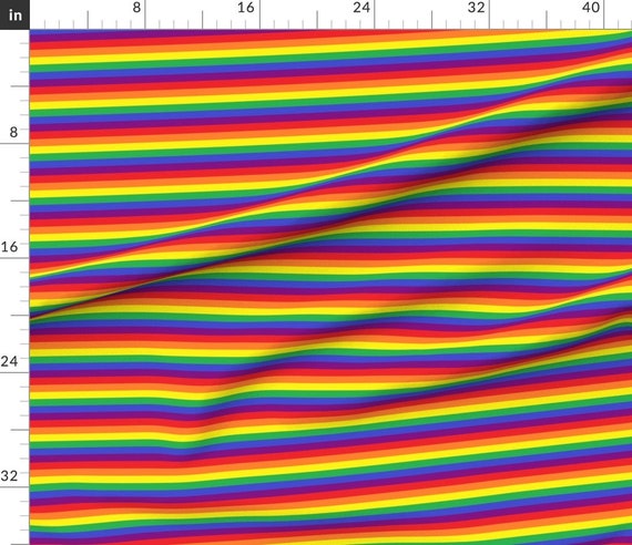 Rainbow Stripes Fabric by the Yard. Quilting Cotton, Organic Knit