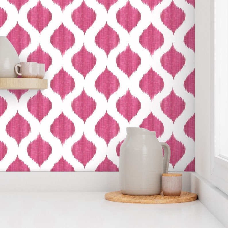 Pink Ikat Wallpaper Lela Ikat in Fuchsia by Etsy