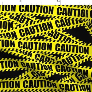 Caution Barricade Fabric - Construction Notice Warning Danger Hazard Life Sized By Raveneve -  Cotton Fabric By The Yard With Spoonflower