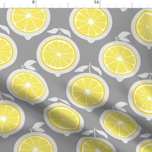Lemon Slice Fabric - Julie&#39;S Yellow Lemon Grid M By Juliesfabrics - Lemon Summer Fruit Cotton Fabric By The Yard With Spoonflower