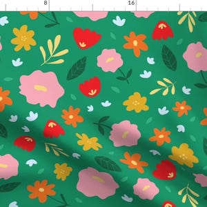 Retro Spring Floral Abstract Pattern Fabric - Flower Power Meadow Bigger By Wildparrot - Retro Cotton Fabric By The Yard With Spoonflower