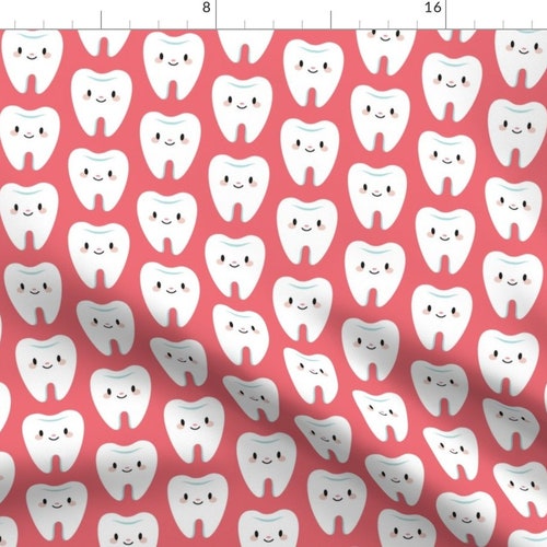 Kawaii Dentist Dental Tooth Fabric Cute Little Molar Teeth Etsy