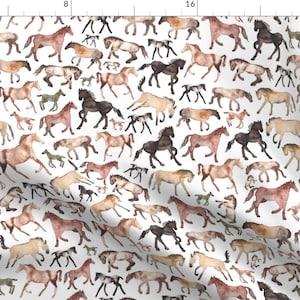 Watercolor Horse Fabric - Horses By Elena O&#39;Neill Illustration - Equestrian Farm Animal Cotton Fabric By The Yard With Spoonflower