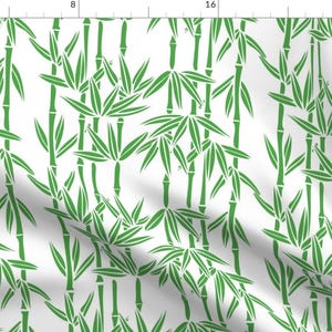 Bamboo Fabric - Bamboo Rainfall In Sullivan Green By Elliottdesignfactory - Tropical Plant Nature Cotton Fabric By The Yard With Spoonflower
