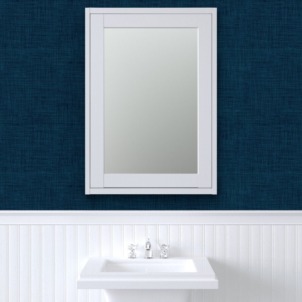 Linen Look Wallpaper Navyblue Arctic Wonderland by Etsy