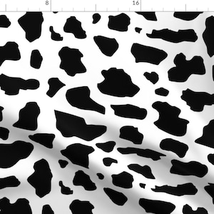 Cow Print Fabric - Cow Print Pattern By Inspirationz - Cow Print Farm Animal Cattle Black White Cotton Fabric By The Yard With Spoonflower