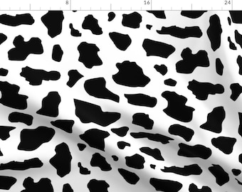 Cow Print Fabric - Cow Print Pattern By Inspirationz - Cow Print Farm Animal Cattle Black White Cotton Fabric By The Yard With Spoonflower