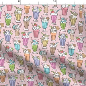 Milkshake Fabric - Milkshake On Light Pink By Caja Design - Milkshake Pink Dessert Food Ice Cream Cotton Fabric By The Yard With Spoonflower