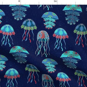 Jellyfish Fabric - Jellyfish Jubilee By Shellypenko - Jellyfish Ocean Underwater Animals Decor Cotton Fabric By The Yard With Spoonflower